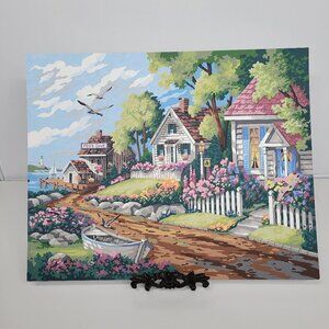 Cottages By The Sea Paint By Number‎ Finished Acrylic Painting 20×16 Inch